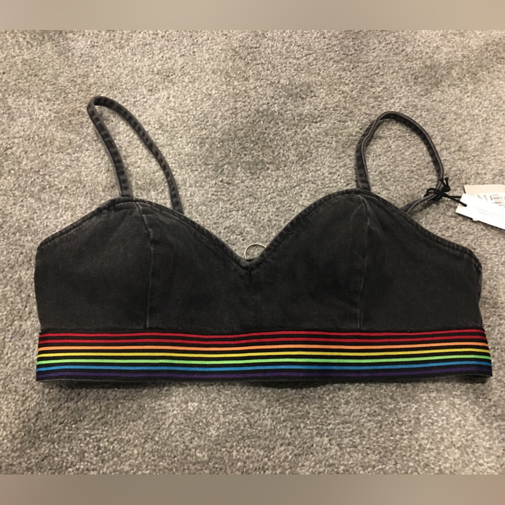 TopShop Black tank top with zip up backing